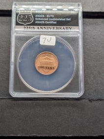 2017-S ANACS EU70 Enhanced Finish Lincoln Cent from Anniversary Set. Perfect Grade. Books $35.