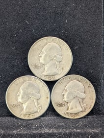 1942 P, D, & S Silver Washington Quarters