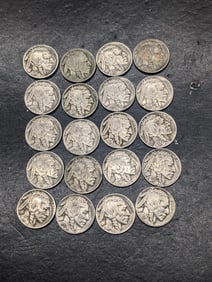 20 Mixed Date/Mint Mark Buffalo Nickels. 20's/30's