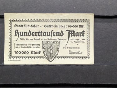 Germany, 1923 Waldshut 100,000 Mark note