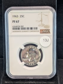 1963 Silver Washington Quarter Graded By NGC PF 67