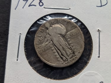 1928-D Standing Liberty 25c. 90% Silver. Nice Type Coin