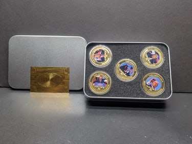 Collection of 5 Donald Trump 24KT Gold Plated Rounds with Case and COA