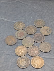 (13) Mixed Date Indian Head Cents 1890,1899,1898,1893, 1895