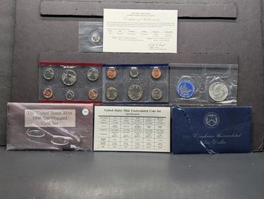 1971-S Eisenhower 40% Silver Dollar & 1996 P&D Uncirculated Coin Set w/ the West Point Roosevelt
