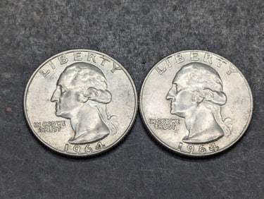 (2) 1964-D Silver Washington Quarters