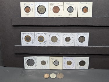 Selection of 18 Foreign Coins, 15 in 2x2's