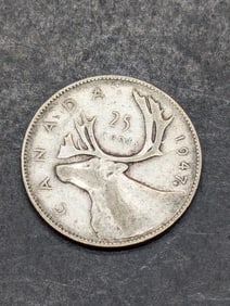 1947 (maple leaf) Canadian 25 Cents 80% Silver