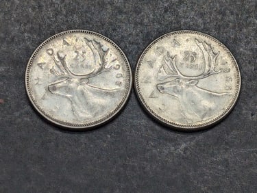 1965 & 1966 Canadian 25 Cents 80% Silver