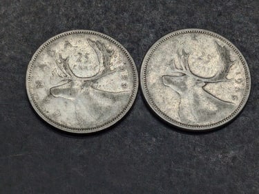 1953 & 1956 Canadian 25 Cents