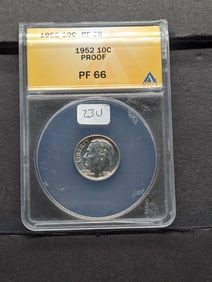 1952 ANACS PF 66 1952 Roosevelt Dime. Tough Date. Book is $40.