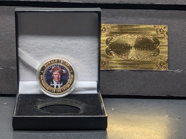 World Collection Donald Trump 24KT Gold Plated Round. With Case/COA