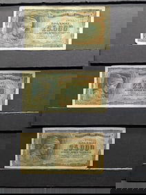 (3) WWII 1943 Greece Drachma Notes