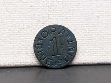 WWII, OPA, Blue Point Ration Token, a piece of wartime history