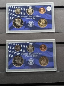 2001-S & 2002-S US Proof Sets w/o Quarters, Box, or COA - 10 Coins