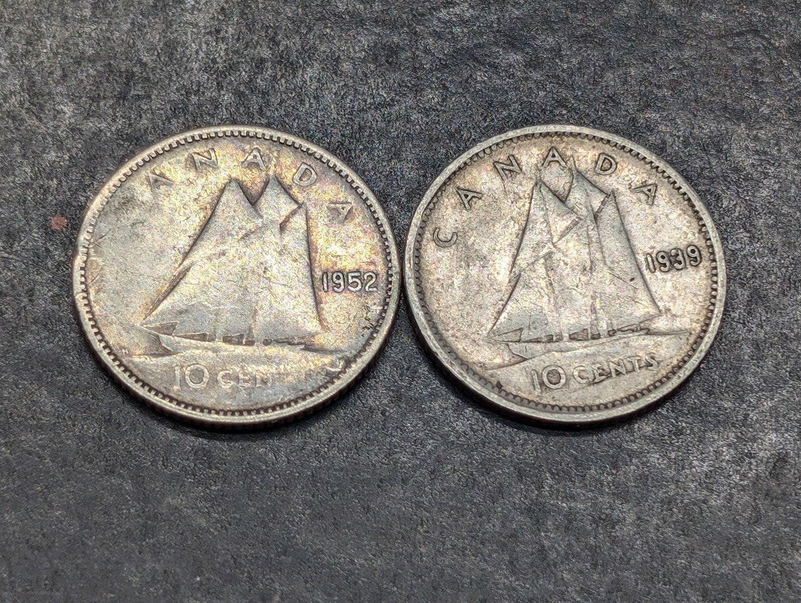 1939 & 1952 Canadian Dimes 80% Silver (1 of 2)