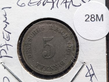 Germany, 1901, 5 Pfennig coin