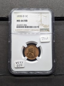 1935-D Better Date NGC MS 66 RB Lincoln Wheat Cent. Book $42.50. Way more red than Brown.