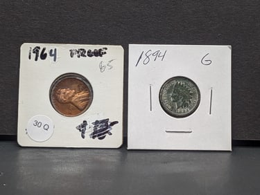 1894 Indian Head Cent & 1964 Lincoln Memorial Cent