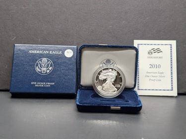 2010-W American Silver Eagle Proof Coin in OGP/ W/COA-.999 Silver