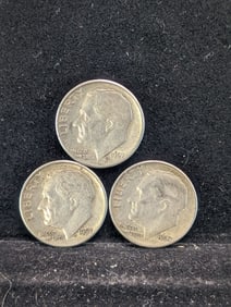 (3) 1957-P Silver Roosevelt Dimes