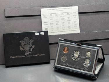 1997-S Silver U.S. Mint Premier Proof Set .Original packaging. Books $35-55.