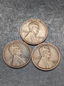 3 Lincoln Wheat Cents, 1935 P,D,S