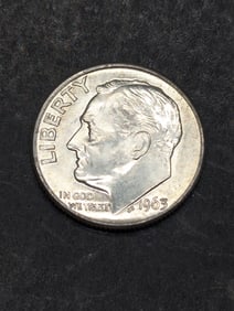 1963 D, 90% Silver, (BU-MS 65+) Roosevelt Dime, 62 years Old!