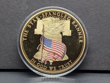 Star Spangled Banner Commemorative Proof Medal 24K Layered Gold w/Swarovski Star