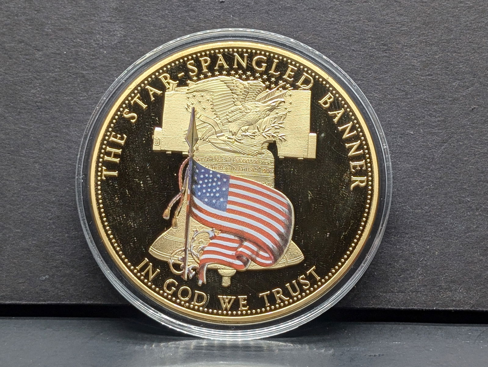 Star Spangled Banner Commemorative Proof Medal 24K Layered Gold w/Swarovski Star (1 of 5)