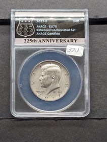 2017-S ANACS EU70 Perfect Kennedy Half Dollar from Anniversary Set. Book $45.