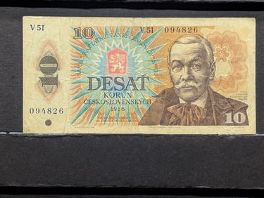 1986 Ceskoslovenskych 10 Korun Note. RARE. CRISP
