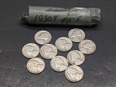(1) Roll 1930-1940s Jefferson Nickels