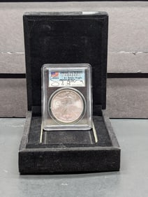 2004 American Heroes Silver Eagle PCGS MS69 Autographed by Neil Armstrong
