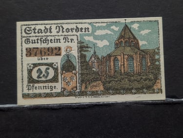 1920 German 25 Pfennig Note. TOUGH WWII Currency. GEM UNC