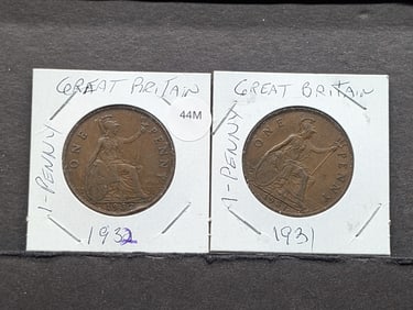Great Britain, 1 Penny, 1931 & 1932 (2 coins)