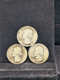 1939 P, D, & S Silver Washington Quarters
