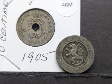 Belgium, 1862, 10 Centimes & 1905 10 Centimes (2 coins)