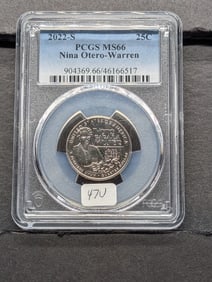 2022-S PCGS MS66 Nina Otero-Warren Woman’s Quarter Rare Business Strike. 4 times rarer than any W