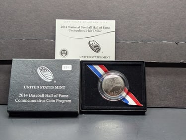 2014 Curved Baseball Hall Of Fame Half Dollar in Mint Packaging. Books $27