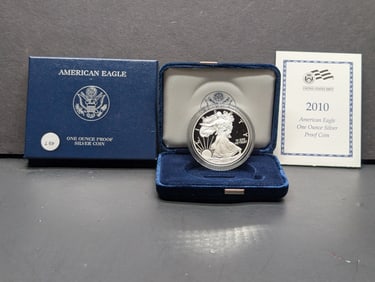 2010-W American Silver Eagle Proof Coin in OGP/ W/COA-.999 Silver
