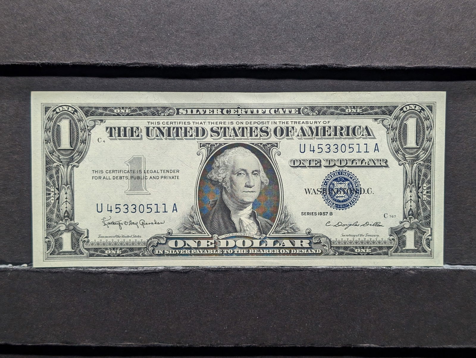1957-B Blue Seal $1 Silver Certificate. GEM CRISP UNC (1 of 3)