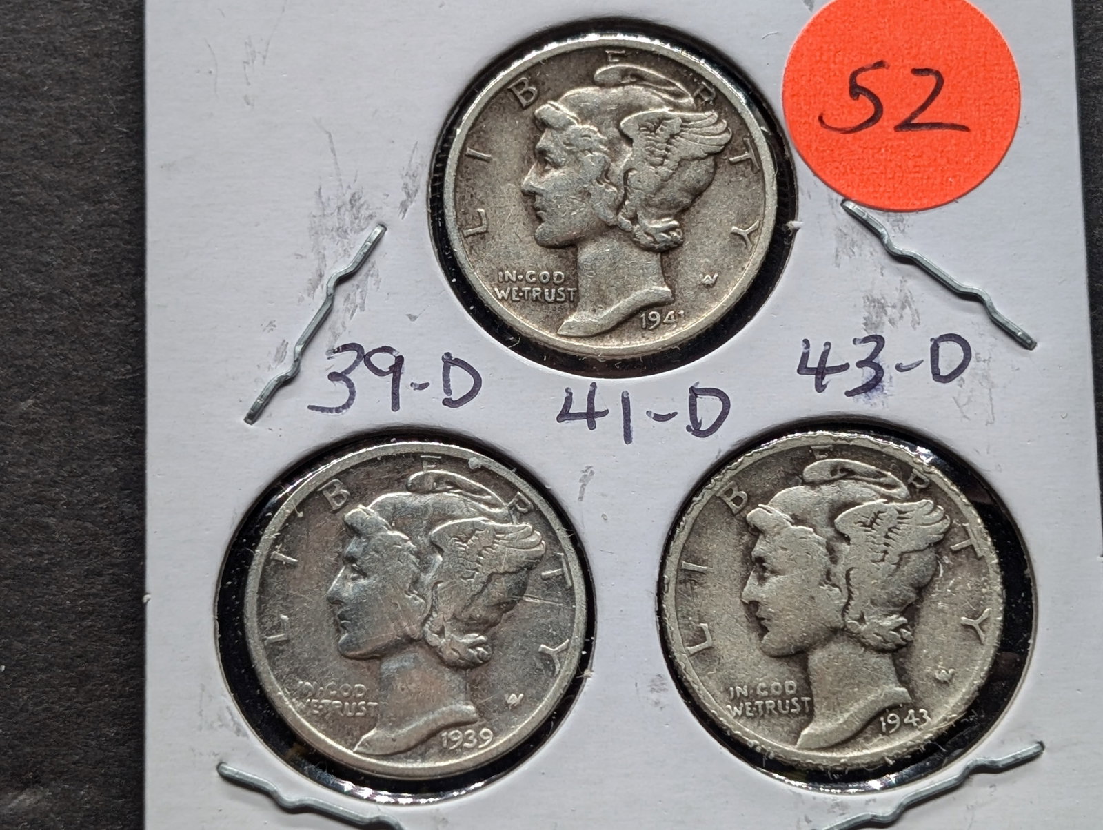 1939-D, 1941-D, 1943-D Mercury Dimes: 1939-D, 1941-D, 1943-D Mercury Dimes