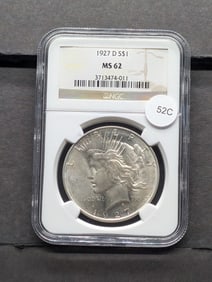 1927 D Peace Dollar, 90% Silver (Sold $450-$560 on eBay, 1.3 Minted, Semi-Key) 98 Years Old!