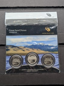 2014- P,D&S America the Beautiful 3 Coin National Parks Quarter Set sealed. Great Sand Dunes. Books