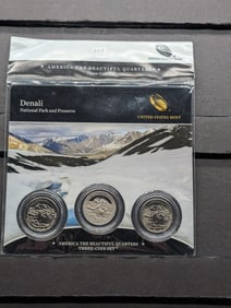 2012-P,D&S America the Beautiful 3 Coin National Parks Quarter Set sealed. Denali. Books $18