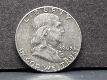 1963-D, 90% Silver, (AU-UNC) Franklin Half, 63 years old