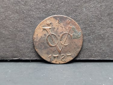 1787 (Error on "8", Rare this High of Grade, COA) Dutch Netherlands Colonial Duit VOC, First New
