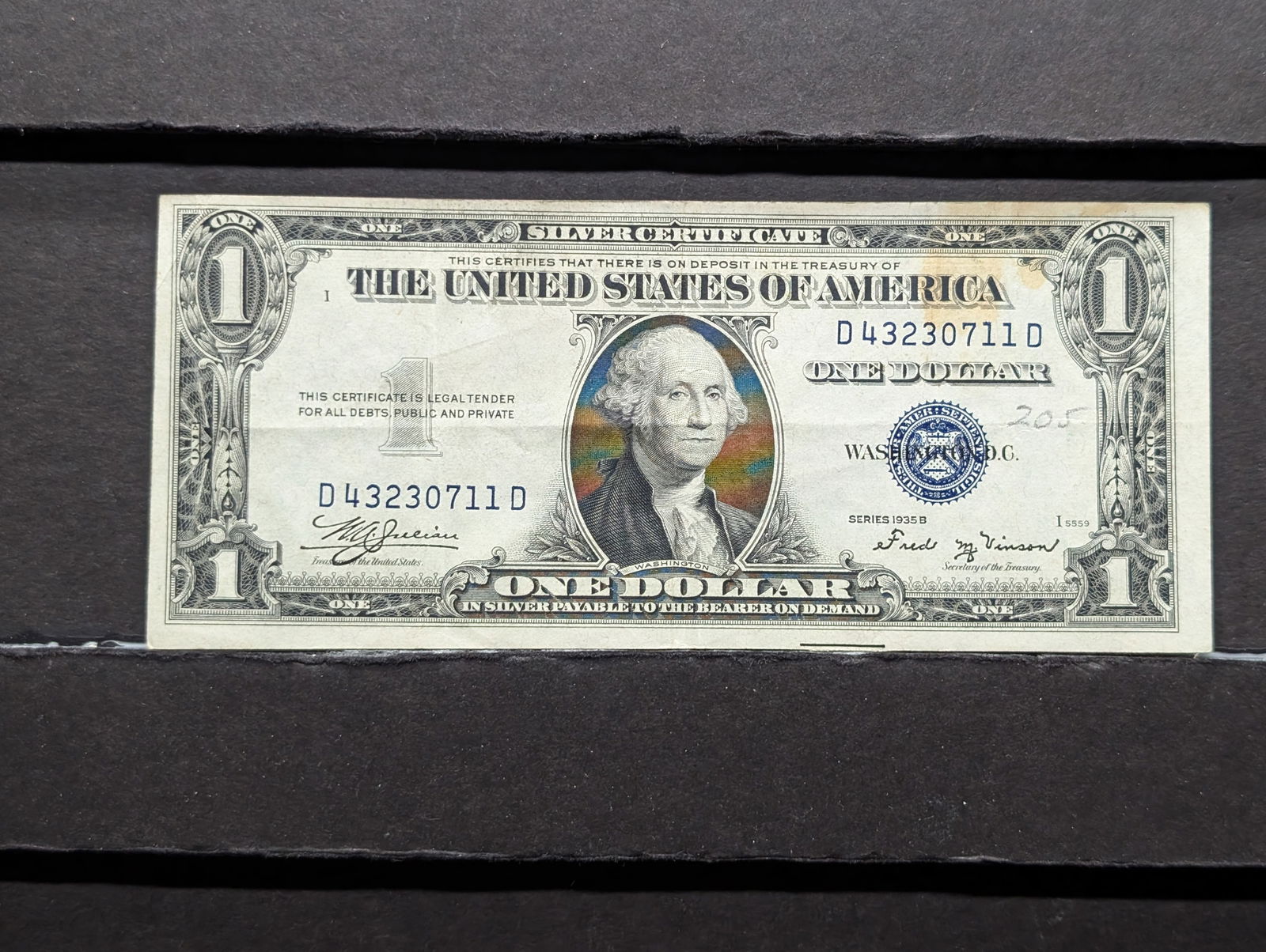 1935-B Unc. One Dollar Silver Certificate Off Center (1 of 3)