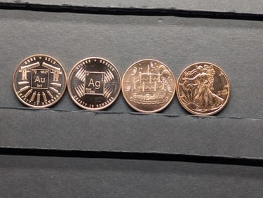 1 Oz. Each .999 FINE COPPER Various Designed Rounds (4 PCS)